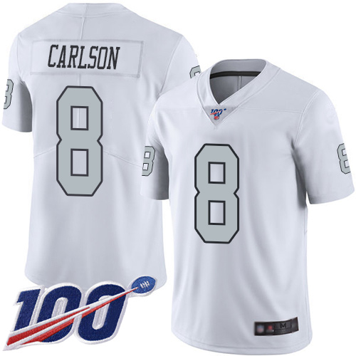 Men Oakland Raiders Limited White Daniel Carlson Jersey NFL Football 8 100th Season Rush Vapor Jersey